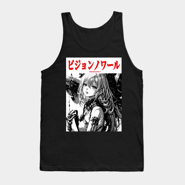 Cyberpunk Cyborg Girl Japanese Vaporwave Urban Aesthetic #2 Tank Top by Neon Bang Bang